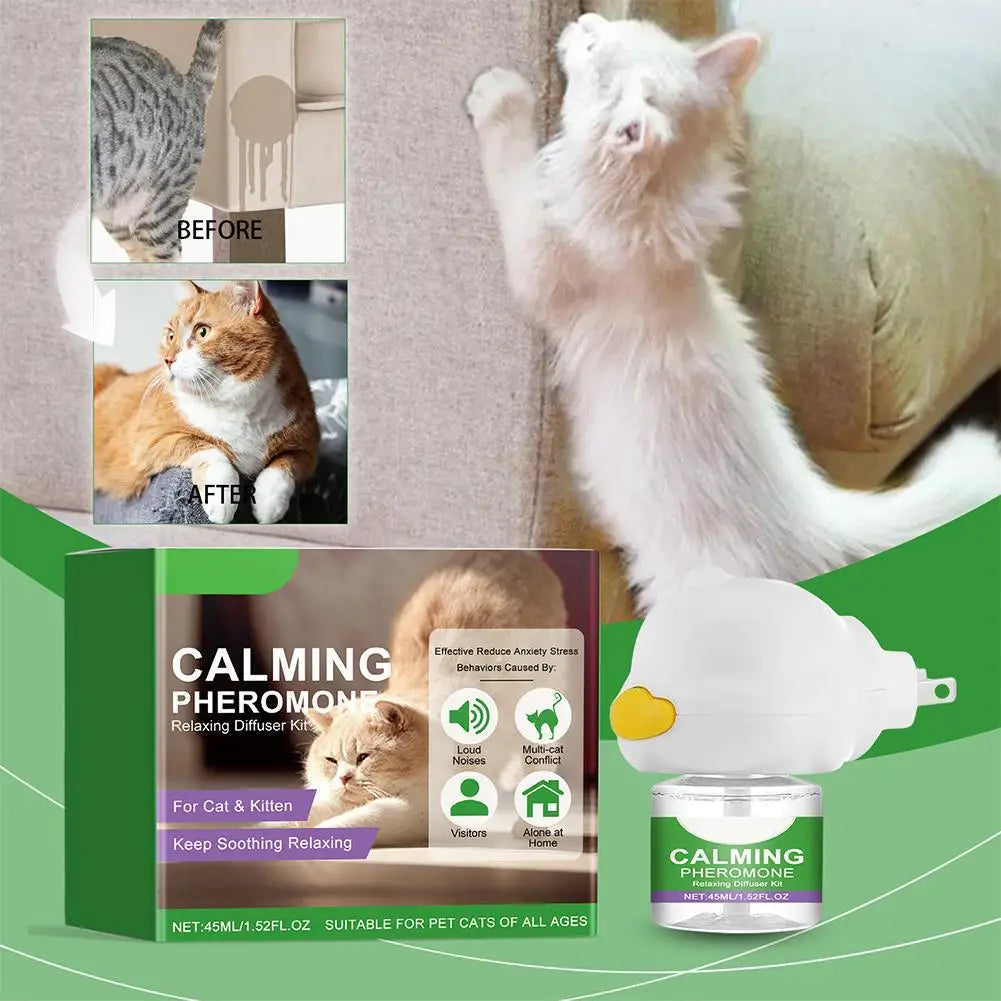 Cat Calming Diffuser Kit Refill Calming Mood Relaxing Anti Anxiety Stress Soothing Comforting Pets Pheromone