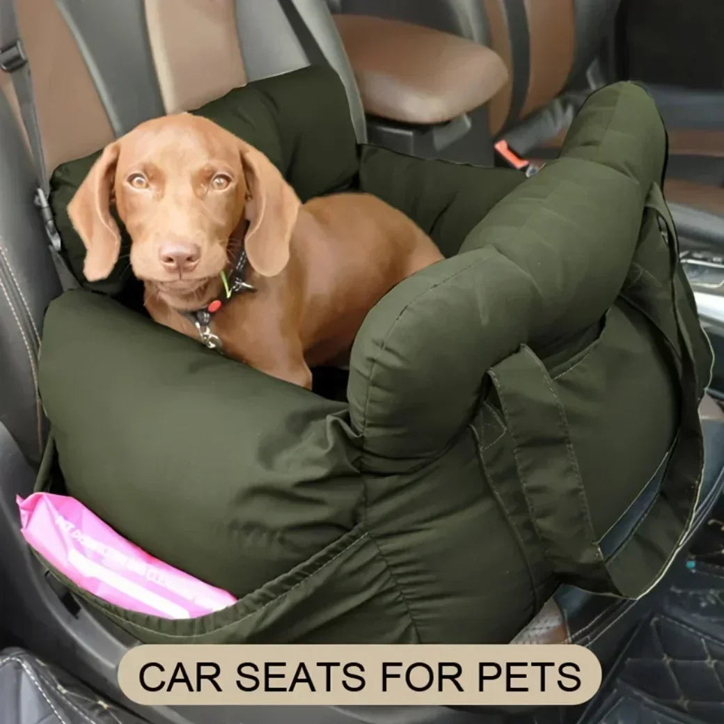 New Dog Car Seat with Safety Belt - Non-Slip Pet Car Bed for Small Dogs, Washable Travel Carrier with Secure Straps for Safe Car