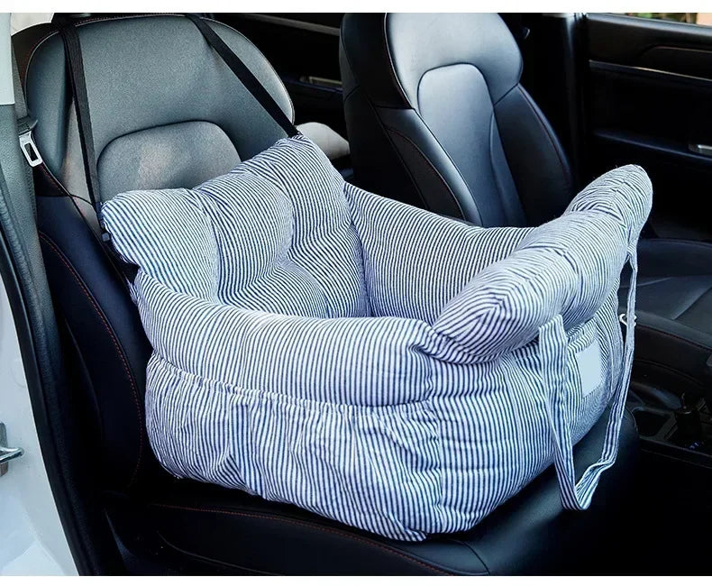 New Dog Car Seat with Safety Belt - Non-Slip Pet Car Bed for Small Dogs, Washable Travel Carrier with Secure Straps for Safe Car