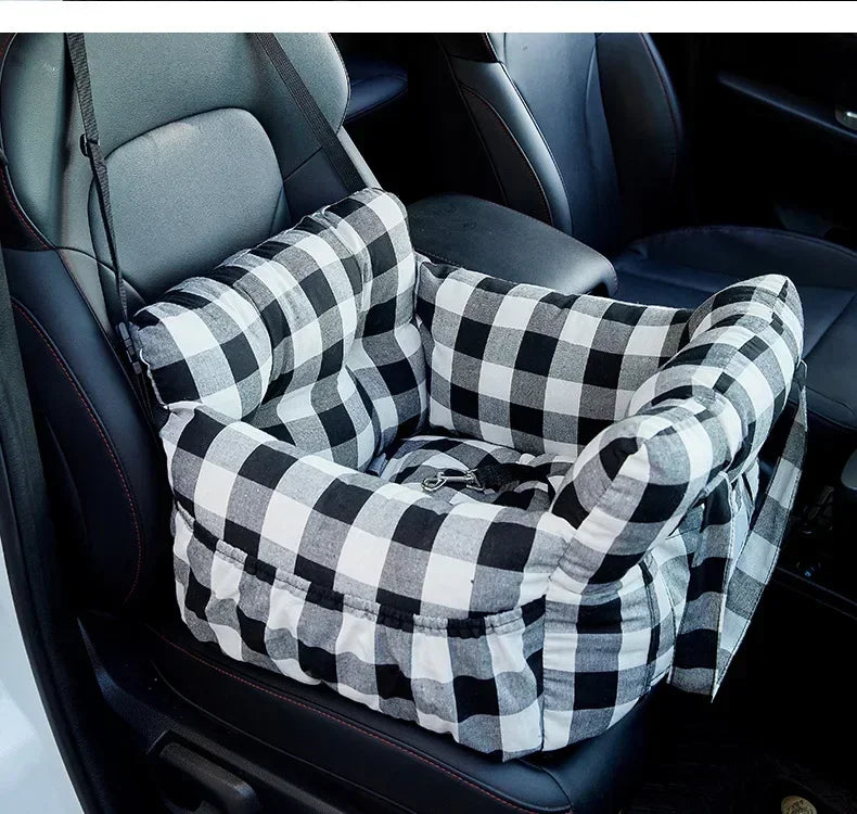 New Dog Car Seat with Safety Belt - Non-Slip Pet Car Bed for Small Dogs, Washable Travel Carrier with Secure Straps for Safe Car