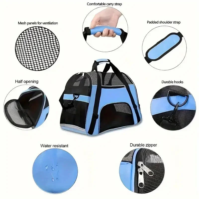 Cat Bags Portable Dog Carrier Bag Mesh Breathable Foldable Cats Carrier Bag Travel Breathable Transport Handbag