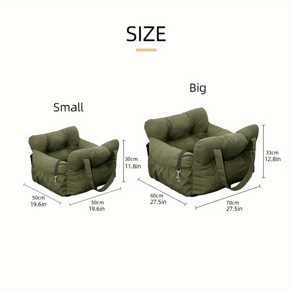 New Dog Car Seat with Safety Belt - Non-Slip Pet Car Bed for Small Dogs, Washable Travel Carrier with Secure Straps for Safe Car