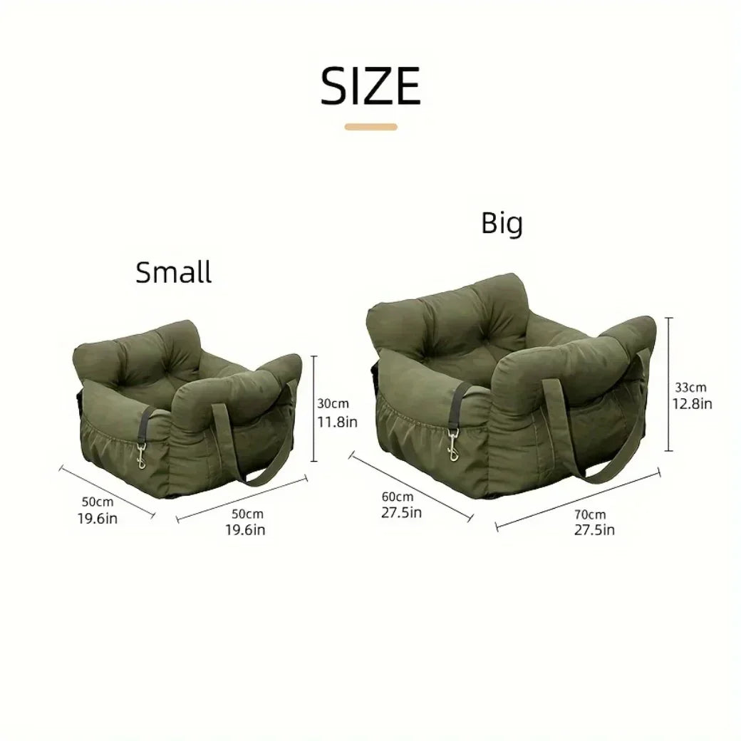 New Dog Car Seat with Safety Belt - Non-Slip Pet Car Bed for Small Dogs, Washable Travel Carrier with Secure Straps for Safe Car